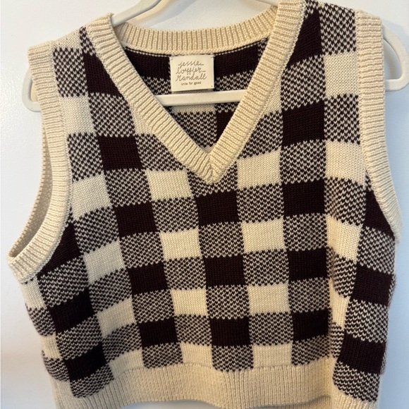 Loeffler Randall Black and Cream V-Neck Sweater Vest - Picture 1 of 4